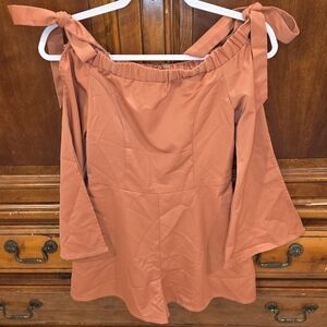 Luxxel Terracotta Off-Shoulder Blouse